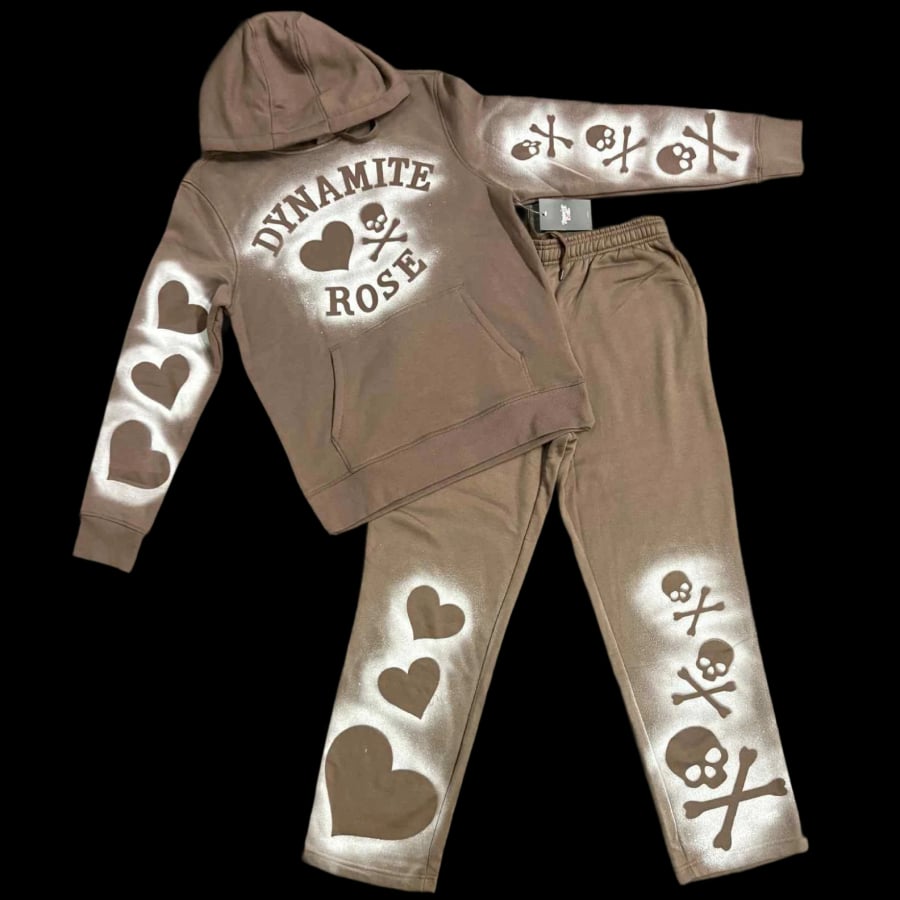 “Brown Sugar” open-bottom pants & hoodie set
