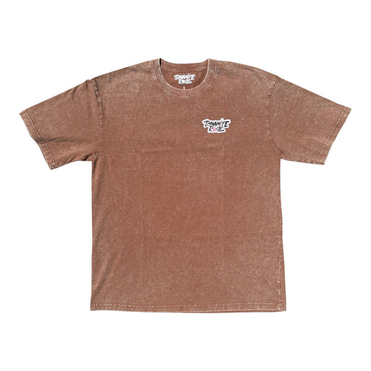 100% cotton acid wash logo tee
