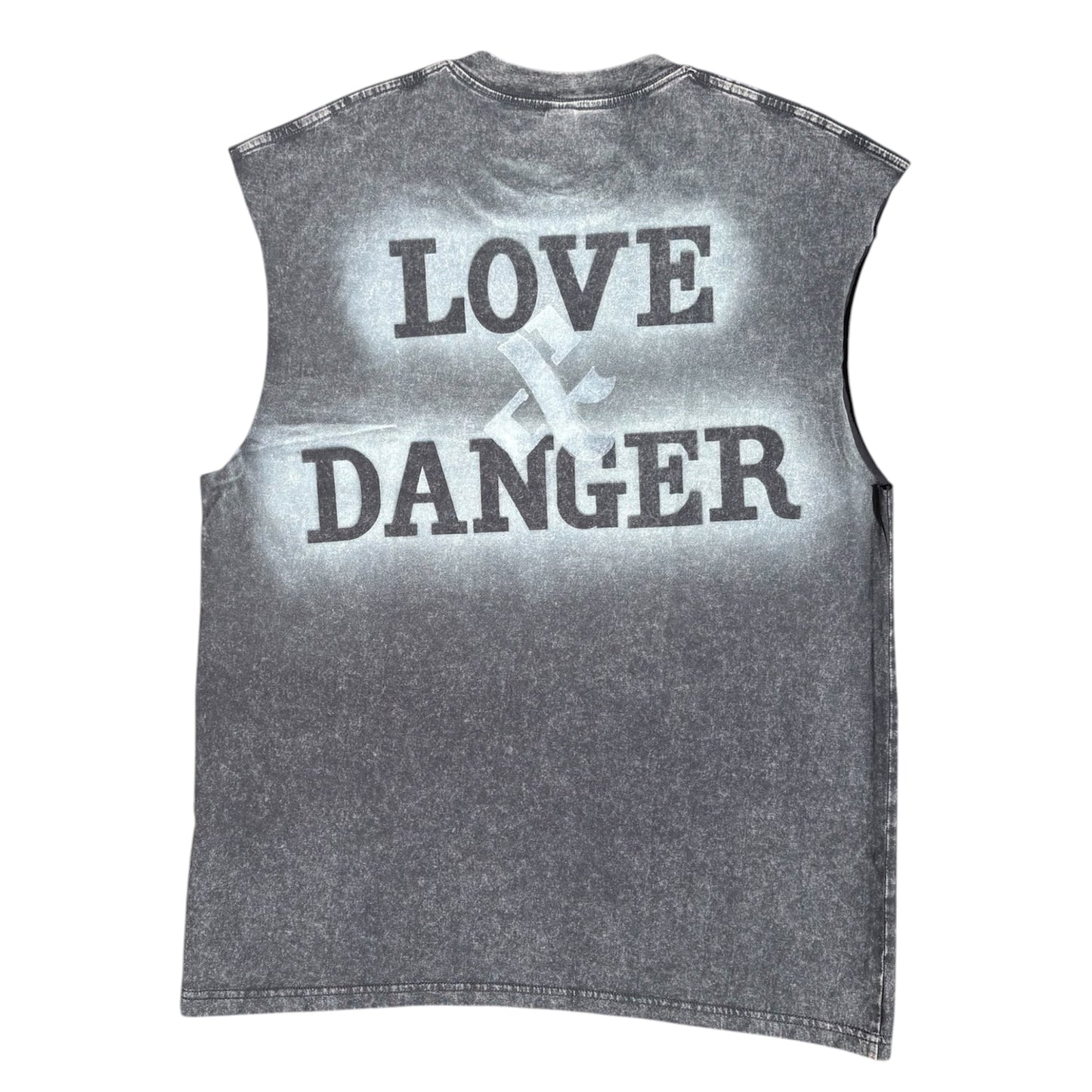 100% cotton acid wash sleeveless tee