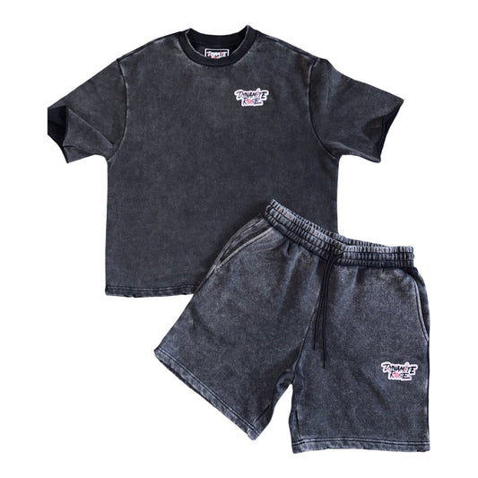 Acid washed Oversized short set